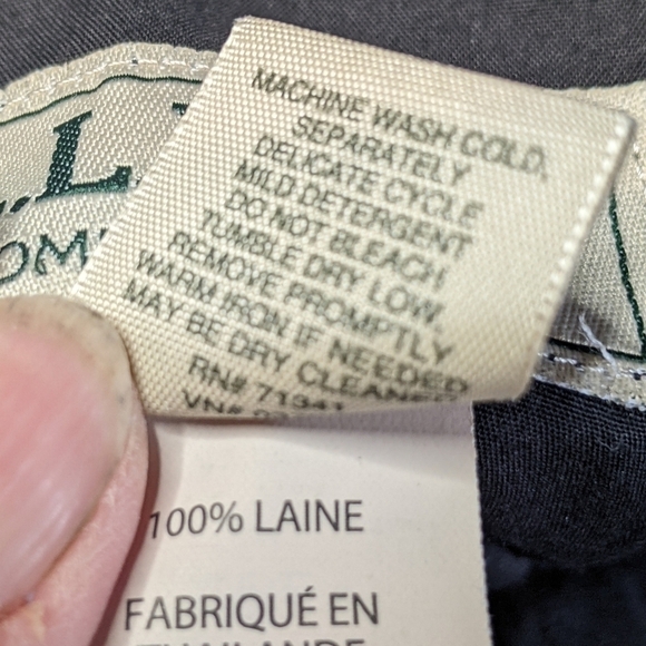 LL Bean Mens Comfort Waist Black Wool Dress Pants Size 36x30 - Picture 6 of 6